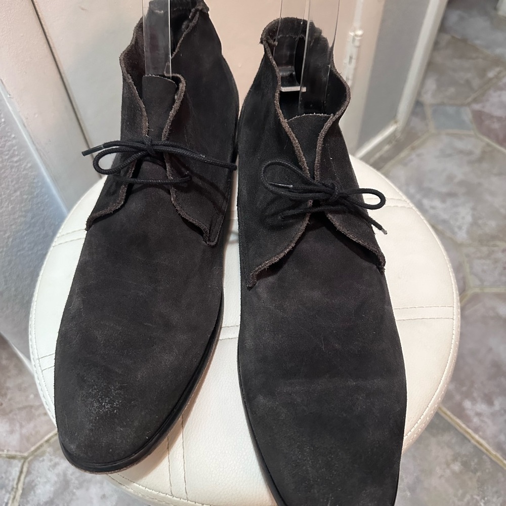 H London Men’s Dark Gray Black Soft Suede Leather Chukka Boots Size 46 US 12